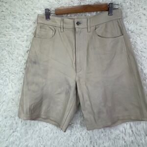 H&M Edition Leather Shorts Size 4 Beige High Waist Minimalist Chic